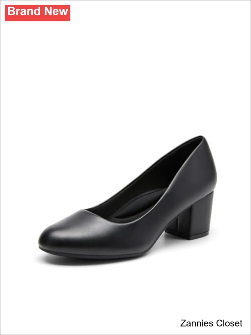 ✨DREAM PAIRS Women's Block Heel Pumps Square Toe Dress Shoes Faux Leather